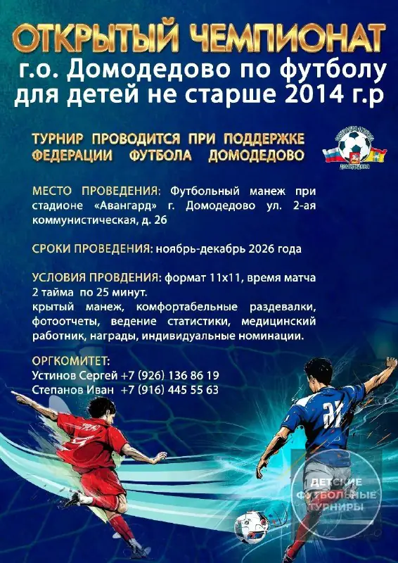 2014 - Турнир серии «Открытый чемпионат Домодедово» с 1 ноября 2026 - Домодедово