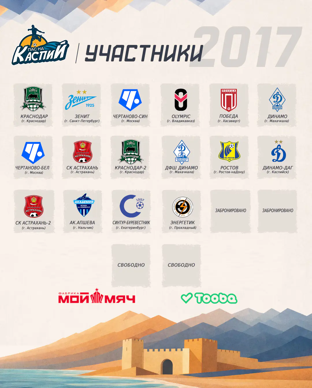 2017 - Турнир серии «ПАС НА КАСПИЙ» с 4 октября 2026 - Каспийск