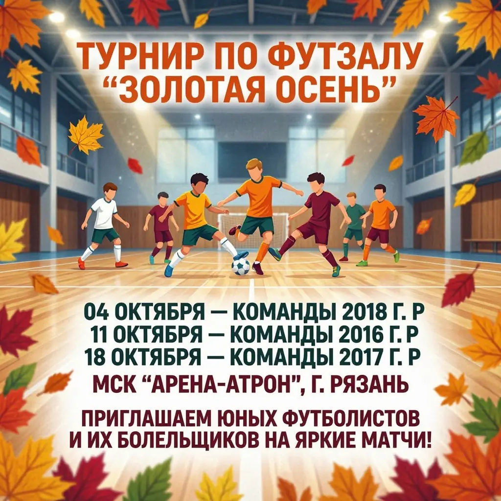 ТУРНИР ПО ФУТЗАЛУ "ЗОЛОТАЯ ОСЕНЬ 2026" СРЕДИ ЮНОШЕСКИХ КОМАНД 🏆